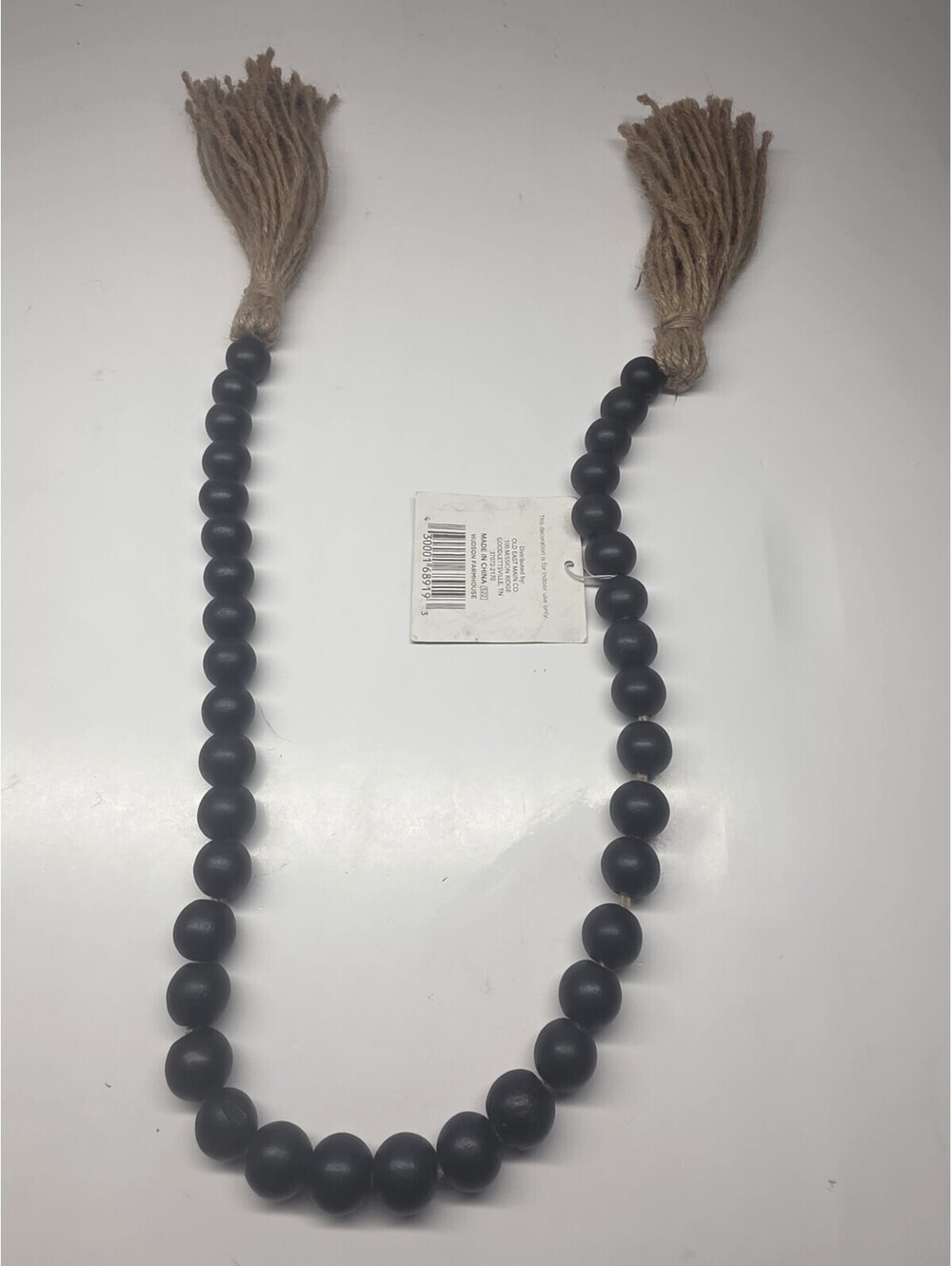 Farmhouse Wood Bead Garland Home Decor Tassel Bead Boho Table Accent Solid Black